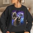 Racoons Howling At The Moon Three Racoon Meme Vintage Women Sweatshirt Gifts for Her
