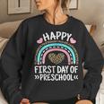 Rainbow Leopard Happy First Day Of Preschool Teacher Student Women Sweatshirt Gifts for Her