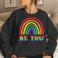 Be You Rainbow Lgbt Flag Gay Pride Month Lesbian Women Sweatshirt Gifts for Her