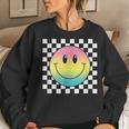 Rainbow Smile Face Cute Checkered Smiling Happy Women Sweatshirt Gifts for Her