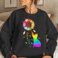 Rainbow Sunflower Cat Love Is Love Lgbt Gay Lesbian Pride Women Sweatshirt Gifts for Her