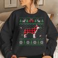 Red Plaid Siberian Husky Dog Ugly Christmas Sweater Women Sweatshirt Gifts for Her