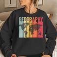 Retro Geography Teacher Cartography Geographer World Map Women Sweatshirt Gifts for Her