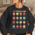 Retro Groovy Rainbow Feelings Chart Hippie Smile Face Trendy Women Sweatshirt Gifts for Her
