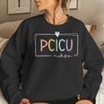Retro Pcicu Nurse Icu Pediatric Cardiac Rainbow Tiny Humans Women Crewneck Graphic Sweatshirt Gifts for Her