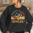 Retro Worlds Okayest Bowler Funny Men Women Mom Kids Bowling Women Crewneck Graphic Sweatshirt Gifts for Her