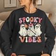 Spooky Vibes Halloween Ghost Costume Retro Groovy Women Sweatshirt Gifts for Her