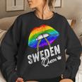 Sweden Queen Lgbtq Gay Pride Flag Lips Rainbow Swedish Women Sweatshirt Gifts for Her