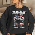Tennessee Girls Trip 2023 Messy Bun Usa American Flag Women Sweatshirt Gifts for Her