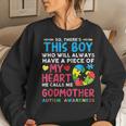 Theres This Boy He Calls Me Godmother Autism Awareness Women Crewneck Graphic Sweatshirt Gifts for Her
