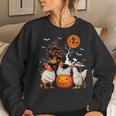 Three Chickens Halloween Mummy Scary Witch With Pumpkins Women Sweatshirt Gifts for Her