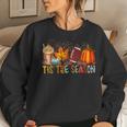 Tis' The Season Leopard Pumpkin Football Halloween Fall Women Sweatshirt Gifts for Her