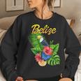Toucan Bird Tropical Flowers Belize Travel Souvenir Women Crewneck Graphic Sweatshirt Gifts for Her