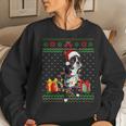Ugly Sweater Christmas Lights Boston Terrier Dog Lover Women Sweatshirt Gifts for Her