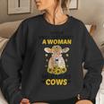 Never Underestimate A Woman Who Loves Cows Farming Lover Women Sweatshirt Gifts for Her