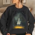 Vintage Floral Ghost On The Swing In Forest Halloween Gothic Women Sweatshirt Gifts for Her