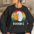 Vintage Halloween Booooks Cute Ghost Reading Books Teacher Women Sweatshirt Gifts for Her