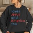 Vintage Loves Jesus & America Too God Christian 4Th Of July Women Sweatshirt Gifts for Her