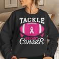 Woman Tackle Football Pink Ribbon Breast Cancer Awareness Women Sweatshirt Gifts for Her