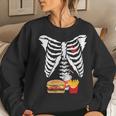 Xray Skeleton Rib Cage Burger Halloween Scary Face Hamburger Women Sweatshirt Gifts for Her