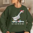 Cute Santa Duck Silly Goose On The Loose Christmas Women Sweatshirt Gifts for Her