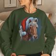 Horse Wearing Santa Claus Hat Horseback Riding Christmas Women Sweatshirt Gifts for Her
