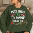 Most Likely To Drink Santa's Beer Family Christmas Drinking Women Sweatshirt Gifts for Her
