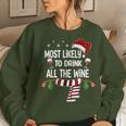 Most Likely To Drink All The Wine Family Christmas Pajamas Women Sweatshirt Gifts for Her