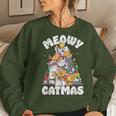Meowy Catmas Cat Christmas Tree Xmas Girls Boys Santa Short Sleeve Women Sweatshirt Gifts for Her
