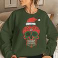 Sugar Skull Santa Hat Mexican Christmas Xmas Pj Women Sweatshirt Gifts for Her
