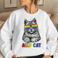 Ally Cat Rainbow Gay Pride Cute Lgbt Animal Pet Lover Women Sweatshirt Gifts for Her