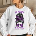 In August We Wear Purple Ribbon Overdose Awareness Messy Bun Women Sweatshirt Gifts for Her