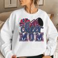 Cheer Mom Navy Red Leopard Cheer Poms & Megaphone Women Sweatshirt Gifts for Her