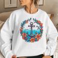 Colorful Flowers Pattern Floral Nautical Sailing Boat Anchor Women Sweatshirt Gifts for Her
