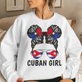 Cuban Girl Messy Hair Cuba Flag Cubanita Youth Women Sweatshirt Gifts for Her
