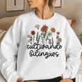 Cultivando Bilingues Dual Language Crew Bilingual Teacher Women Crewneck Graphic Sweatshirt Gifts for Her