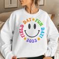Field Day Fun Day 2023 Groovy Smile Face Funny Teacher Kids Women Crewneck Graphic Sweatshirt Gifts for Her