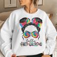 First Day Of School Hello 4Th Grade Messy Bun Girls Women Sweatshirt Gifts for Her