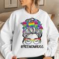 Free Mom Hugs Messy Bun Lgbt Pride Rainbow Women Sweatshirt Gifts for Her