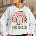 Hello 2Nd Grade Teacher Leopard Rainbow Girls Back To School Women Sweatshirt Gifts for Her