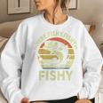 Here-Fishy Fathers Day Dad Papa Kids Boy Women Funny Fishing Women Crewneck Graphic Sweatshirt Gifts for Her