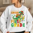 Kids Im Ready To Crush First Grade Back To School Dinosaur Women Crewneck Graphic Sweatshirt Gifts for Her