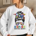 National Hispanic Heritage Month Messy Bun Latin Flags Women Sweatshirt Gifts for Her