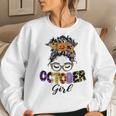 October Girl Halloween Messy Bun October Birthday Women Sweatshirt Gifts for Her