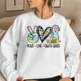 Peace Love Eighth Grade Tie Dye Student Teacher Women Sweatshirt Gifts for Her