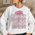 Pink Howdy Cow Print Western Country Cowgirl Texas Rodeo Women Crewneck Graphic Sweatshirt Gifts for Her