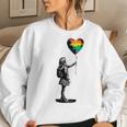 Rainbow Heart Balloon Lgbt Gay Lesbian Pride Flag Aesthetic Women Sweatshirt Gifts for Her