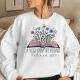 Retired 2023 A New Chapter Begins Bookworm Librarian Teacher Women Crewneck Graphic Sweatshirt Gifts for Her