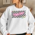 Retro Checkered Pink 90S Teacher Student First Day Of School Women Sweatshirt Gifts for Her