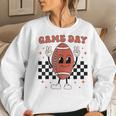 Retro Groovy Game Day American Football Players Fans Outfit Women Sweatshirt Gifts for Her